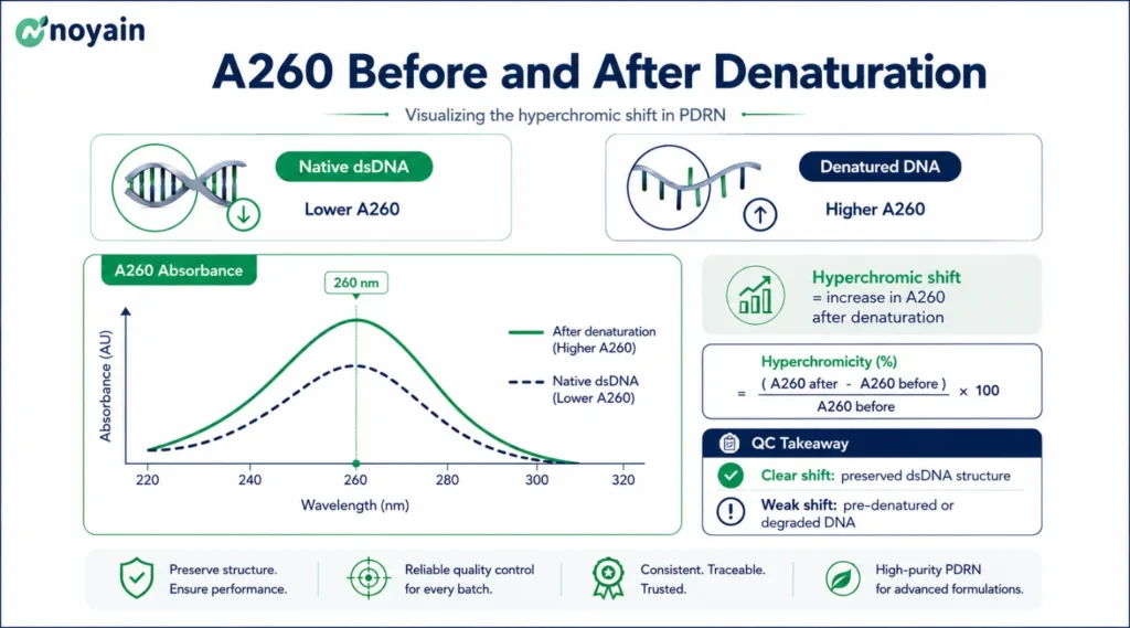 A260 before and after denaturation