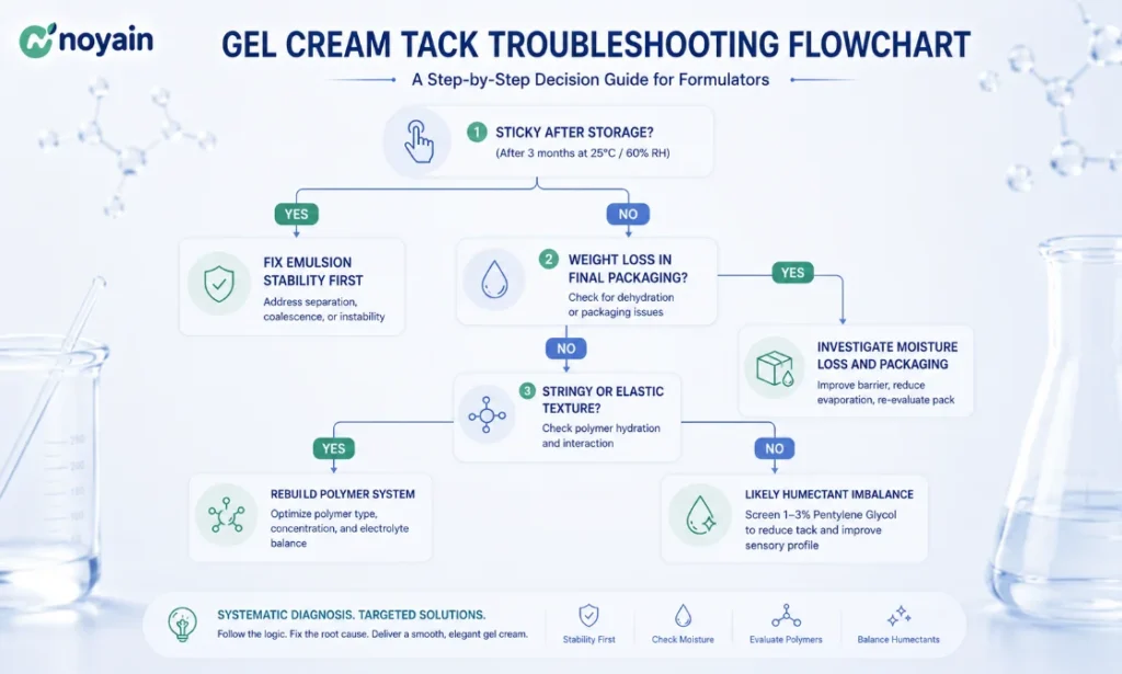 Gel Cream Tack Troubleshooting Flowchart