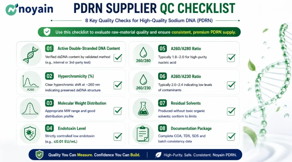 PDRN supplier QC checklist