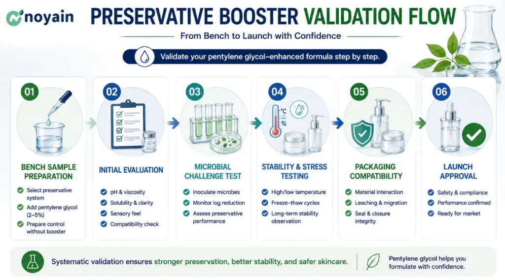 Preservative Booster Validation Flow