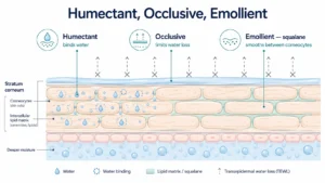 Humectant, Occlusive, Emollient