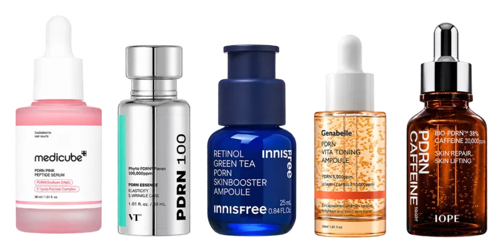 Different brands of PDRN serum
